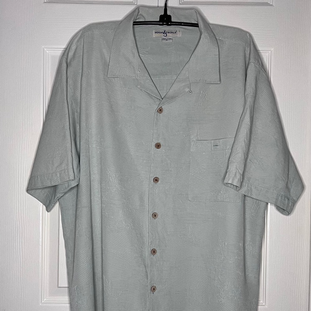 Hook & Tackle Men’s Silk Blend Button-down shirt. Sz XL